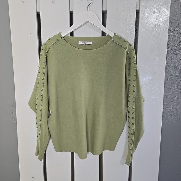 Sioni Faux Suede Studded Long Sleeve Shirt Top Med Artsy‎ Rocker Preppy - Picture 1 of 6